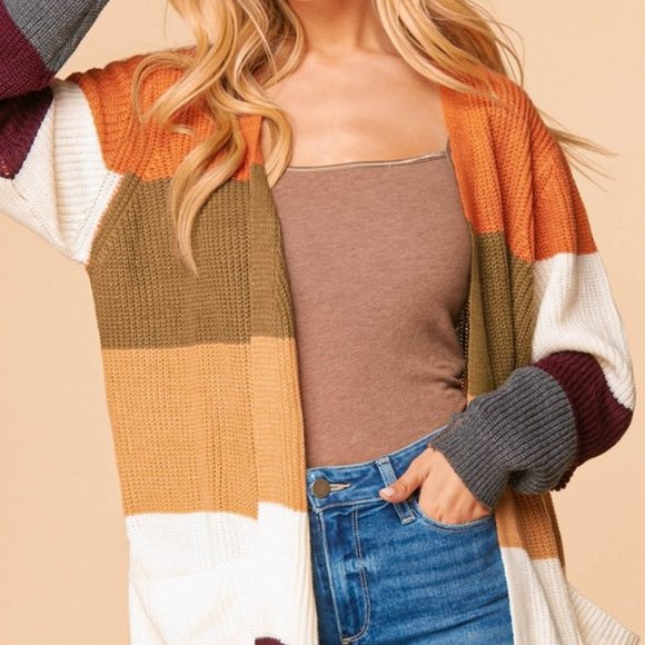 Haptics Sweaters - Fall Colorblock Sweater Cardigan